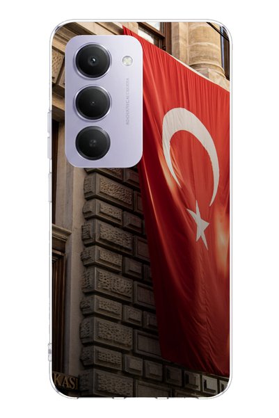 TechTree حافظة سيليكون متوافقة مع هاتف Redmi 15 4G على شكل العلم التركي مطبوع