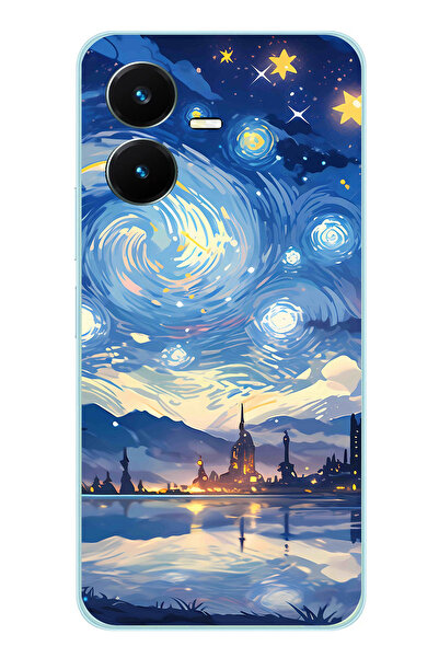 TechTree حافظة سيليكون متوافقة مع Vivo Y22 بتصميم السماء المرصعة بالنجوم وصور...