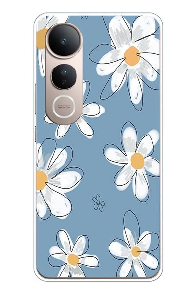 TechTree حافظة سيليكون متوافقة مع هاتف Vivo V50 Lite باللون الأزرق ديزي جاردن...