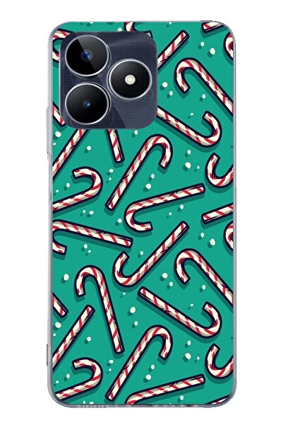 TechTree حافظة سيليكون مطبوع متوافقة مع هاتف Realme C53 مع حلوى عيد الميلاد و...