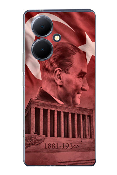 TechTree جراب سيليكون متوافق مع هاتف Vivo V29 Lite 5G يحمل صورة أتاتورك وانيم...