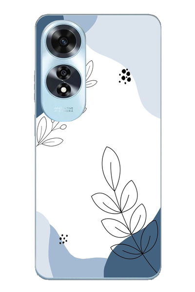 TechTree حافظة سيليكون متوافقة مع هاتف اوبو A60 ذات أشكال هادئة زرقاء وخطوط ن...