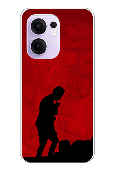 TechTree حافظة سيليكون أتاتورك مطبوع متوافقة مع هاتف OPPO Reno 13F مع تفاصيل ظل وشكل