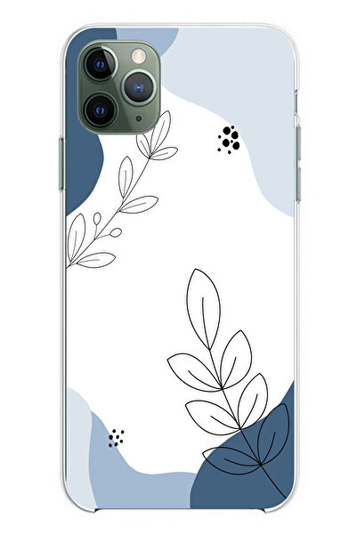 TechTree Blue Tranquility Shapes and Botanical Lines Printed Silicone Case Co...