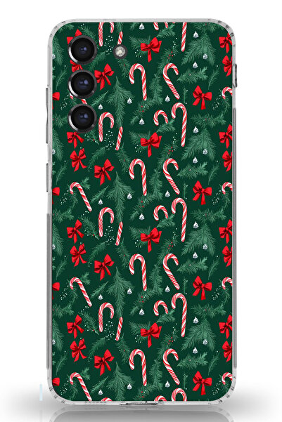 TechTree حافظة سيليكون متوافقة مع هاتف سامسونج جالاكسي S21 FE لشجرة عيد الميلاد وعصا الحلوى مطبوع