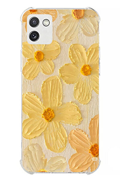 TechTree حافظة سيليكون متوافقة مع هاتف سامسونج جالاكسي A03 بلمسة الشمس الصفراء ديزي مطبوع