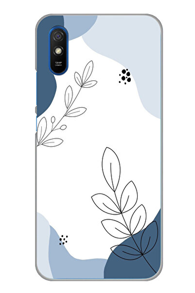 TechTree حافظة سيليكون متوافقة مع هاتف Redmi 9A ذات أشكال هادئة زرقاء وخطوط ن...