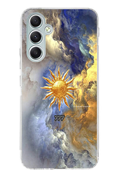 TechTree حافظة سيليكون متوافقة مع هاتف سامسونج جالاكسي A34 777 بتصميم الشمس والسحاب مطبوع