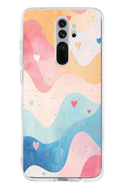 TechTree Redmi Note 8 Compatible Pastel Colored Wavy and Heart Printed Silico...