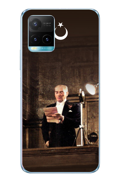 TechTree حافظة سيليكون متوافقة مع هاتف Vivo Y21s من أتاتورك First Speech B مطبوع