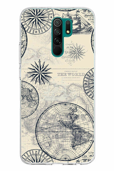 TechTree حافظة سيليكون متوافقة مع خريطة العالم الكلاسيكية والبوصلة مطبوع من R...