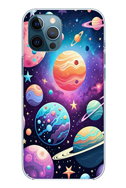 TechTree حافظة سيليكون مطبوع متوافقة مع هاتف iPhone 12 PRO MAX بنمط الفضاء وا...