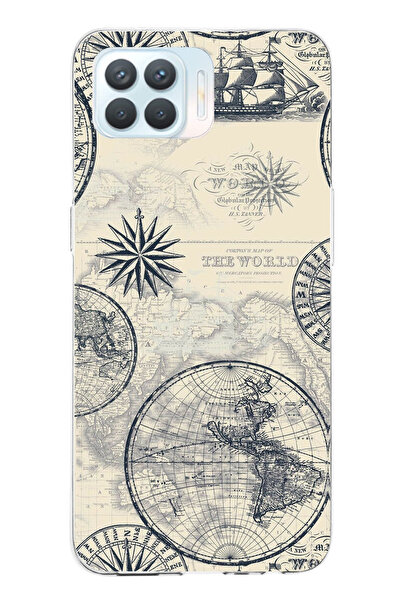 TechTree حافظة سيليكون متوافقة مع هاتف OPPO Reno 4 Lite وخرائط العالم القديمة...