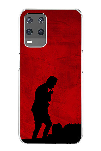 TechTree حافظة سيليكون أتاتورك مطبوع متوافقة مع هاتف OPPO A54 مع تفاصيل ظل وشكل