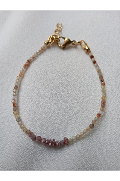 OEM Bratara delicata cu pietre naturale Zirconiu auriu 2mm si diamant brut 2mm cafe latte Africa de Sud