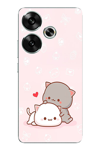 TechTree Poco F6 Compatible Cute and Remontic Cats Printed Silicone Case