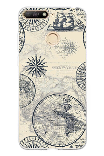 TechTree حافظة سيليكون متوافقة مع هاتف Huawei Y6 2018 - Honor 7A، خريطة العال...