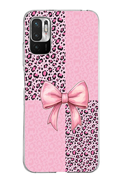 TechTree حافظة سيليكون متوافقة مع هاتف Redmi Note 10 5G بنمط الفهد الوردي وشر...