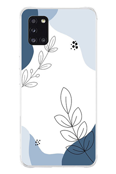 TechTree حافظة سيليكون متوافقة مع هاتف سامسونج جالاكسي A31 باللون الأزرق وخطو...