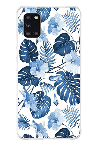 TechTree حافظة سيليكون مطبوع متوافقة مع هاتف سامسونج جالاكسي A31 بنمط أوراق ا...