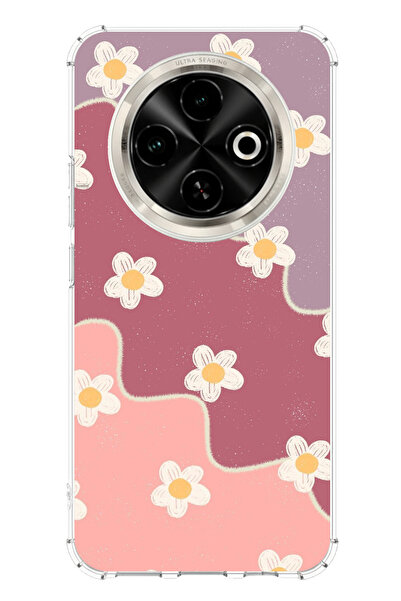 TechTree حافظة سيليكون متوافقة مع هاتف Tecno Spark 30C بلون الورد المجفف والل...