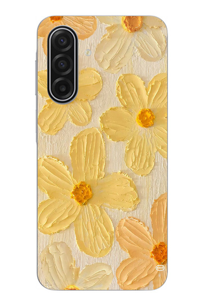 TechTree حافظة سيليكون متوافقة مع هاتف سامسونج جالاكسي A17 بلون أصفر ديزي مطبوع