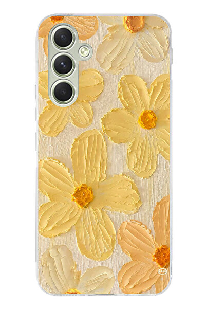 TechTree حافظة سيليكون متوافقة مع هاتف سامسونج جالاكسي A15 بلون أصفر ديزي مطبوع