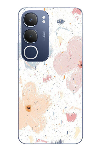 TechTree حافظة سيليكون مطبوع متوافقة مع Vivo Y19s بنمط زهور تجريدية باستيل ون...