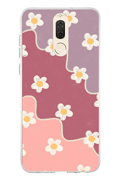 TechTree حافظة سيليكون متوافقة مع هاتف هواوي ميت 10 لايت بلون الورد المجفف والليلك المموج مطبوع