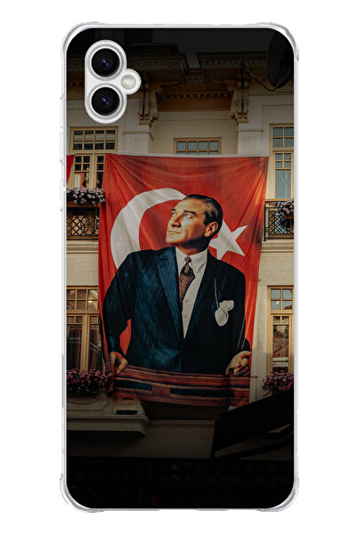 TechTree حافظة سيليكون متوافقة مع هاتف سامسونج جالاكسي A04 بتفاصيل علم أتاتورك مطبوع