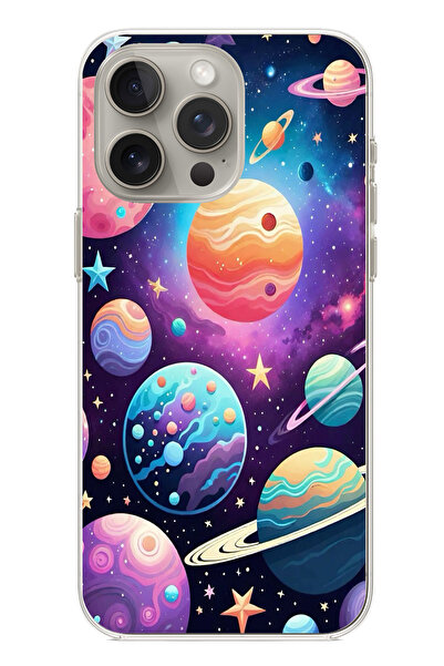 TechTree حافظة سيليكون مطبوع متوافقة مع هاتف iPhone 15 PRO بنمط الفضاء والكوا...