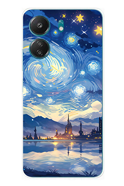 TechTree حافظة سيليكون متوافقة مع Redmi 13C بتصميم السماء المرصعة بالنجوم وصو...