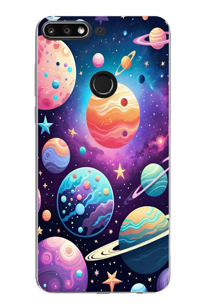 TechTree حافظة سيليكون مطبوع متوافقة مع هاتف Huawei Y7 2018 - Honor 7C بنمط ا...