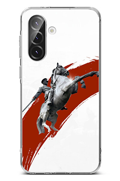 TechTree جراب سيليكون متوافق مع هاتف سامسونج جالاكسي A56 بتصميم حصان منتفخ وتفاصيل أتاتورك مطبوع