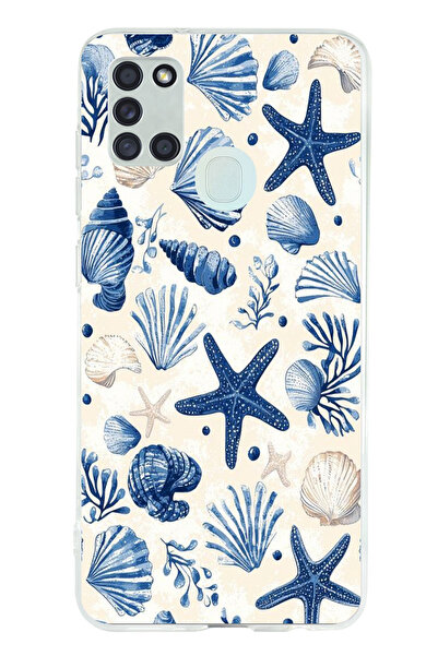 TechTree حافظة سيليكون مطبوع متوافقة مع هاتف سامسونج جالاكسي A21S بنمط صدفة ا...