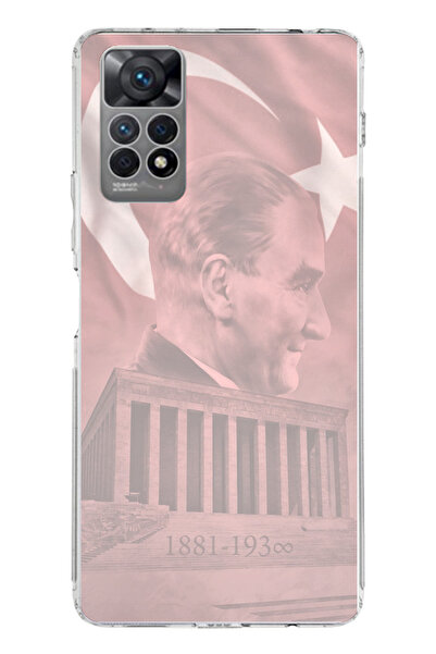 TechTree حافظة سيليكون متوافقة مع هاتف Redmi Note 11 PRO 4G تحمل صورة أتاتورك وانيماتيكابير مطبوع