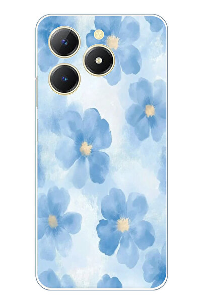 TechTree حافظة سيليكون متوافقة مع هاتف Realme C61 باللون الأزرق مطبوع