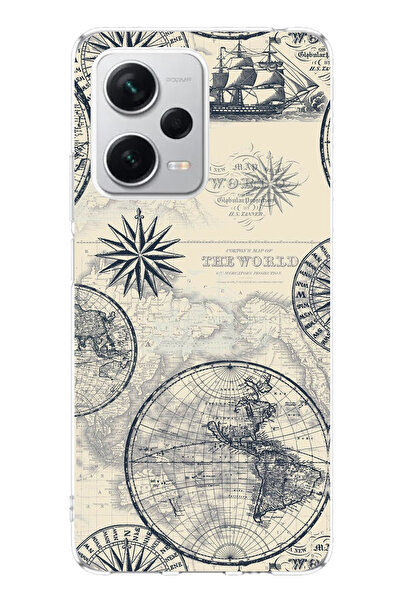 TechTree حافظة سيليكون متوافقة مع هاتف Redmi Note 12 PRO PLUS وخرائط العالم ا...