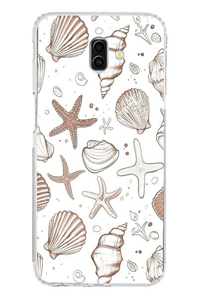 TechTree حافظة سيليكون مطبوعة بنجم البحر والصدف باللون البني متوافقة مع هاتف ...