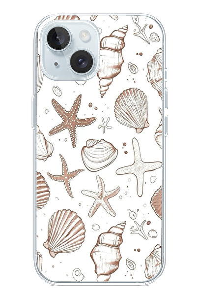 TechTree حافظة سيليكون مطبوع متوافقة مع هاتف iPhone 15 باللون البني على شكل ن...