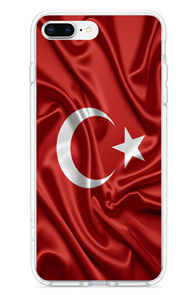 TechTree iPhone 7 Plus-8 Plus Compatible Turkish Flag Printed Silicone Case