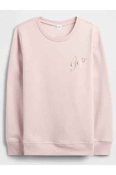 GAP Relaxed Logo 800444 guler rotund Fleece Swea tricou Femei Swea tricou PUDRA