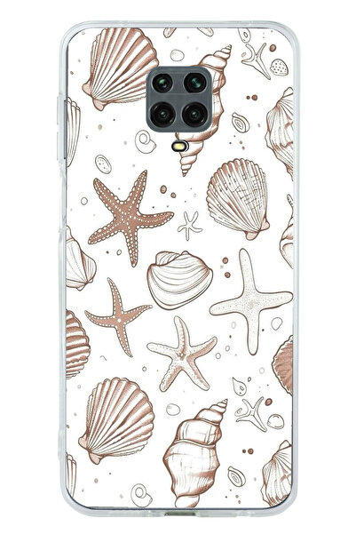 TechTree Redmi Note 9 Pro-9S Compatible Brown Starfish and Conch Printed Silicone Case