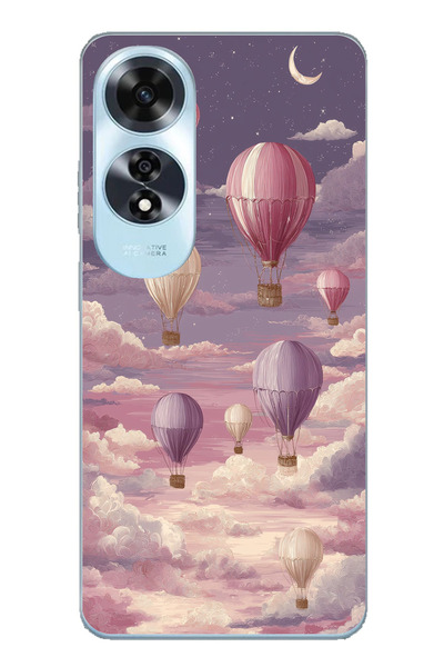 TechTree حافظة سيليكون متوافقة مع هاتف اوبو A60 باللون الأرجواني السماوي والب...