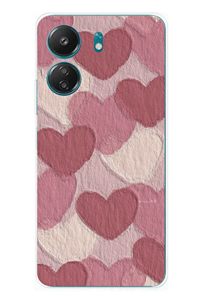 TechTree حافظة سيليكون مطبوع متوافقة مع هاتف Redmi 13C بلون وردي باستيل وقلب ...