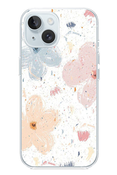 TechTree حافظة سيليكون مطبوع متوافقة مع هاتف iPhone 15 بنمط زهور تجريدية باست...