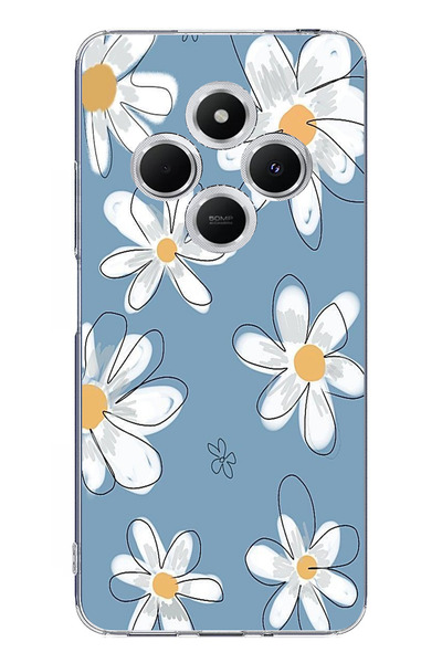 TechTree حافظة سيليكون متوافقة مع هاتف Redmi 14C باللون الأزرق ديزي جاردن مطبوع