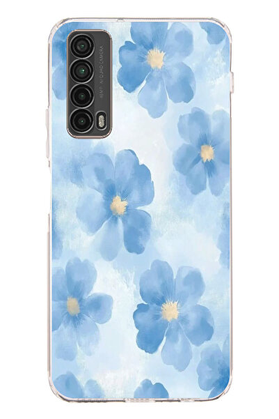 TechTree حافظة سيليكون متوافقة مع هاتف هواوي بي سمارت 2021 باللون الأزرق مطبوع