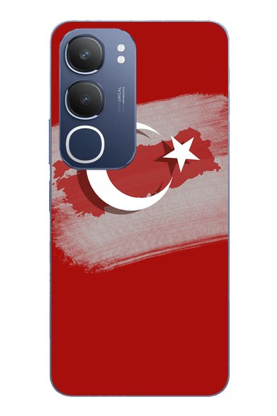 TechTree حافظة سيليكون متوافقة مع هاتف Vivo Y19s تحتوي على خريطة تركيا وعلم ت...