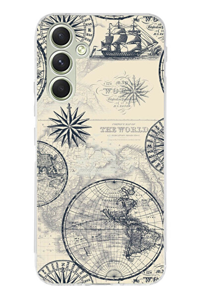 TechTree حافظة سيليكون متوافقة مع هاتف سامسونج جالاكسي A15 تحمل خريطة العالم ...